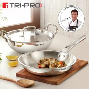 Stainless non-stick cookware set
